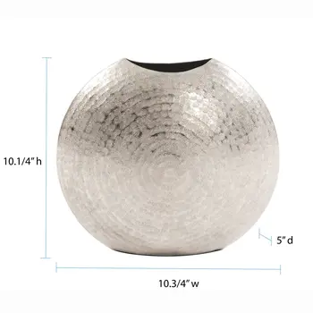 10" Silver Cylinder Aluminum Table Vase