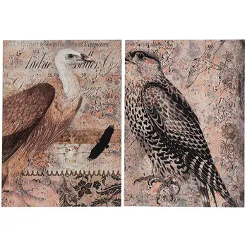 Set of Two Brown Wood Framed Art