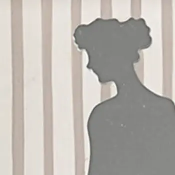 12" White Wood And Glass Woman Silhouette Shadowbox Wall Decor
