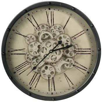 18" Black and Ivory Vintage Gear Industrial Wall Clock
