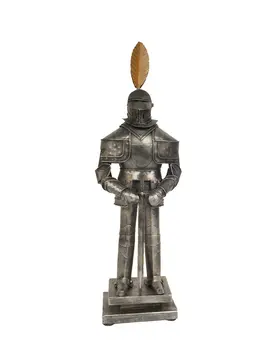 18" Gray Metal Hand Painted Figurine Tabletop Sculpture
