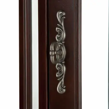 Mahogany Scallop Top Lighted Corner Curio Cabinet