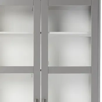 Gray Cornice Molding Double Door Curio Cabinet