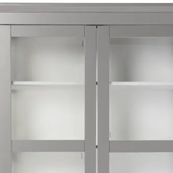 Gray Cornice Molding Double Door Curio Cabinet