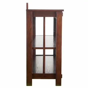 44" Brown Wood With Glass Sideboard with Two Doors