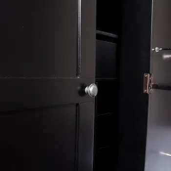 Metro Black Wood and Marble Bar Cabinet