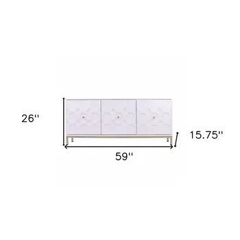 59" White and Gold Sideboard with Three Doors