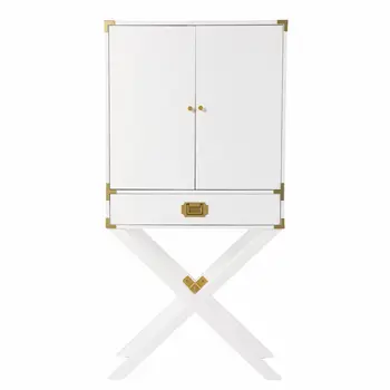 30" White Corner Display Stand With One Shelf And One Drawer
