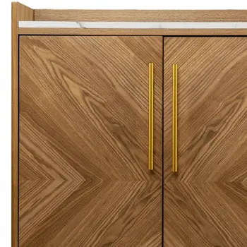 Retro Gold Natural and Faux Marble Wine Cabinet