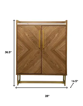 Retro Gold Natural and Faux Marble Wine Cabinet