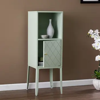 Pale Green Crosshatch Accent Storage Cabinet