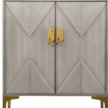 32" Gray Solid Wood Sideboard with Two Doors