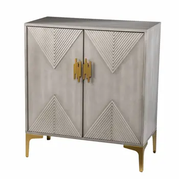 32" Gray Solid Wood Sideboard with Two Doors