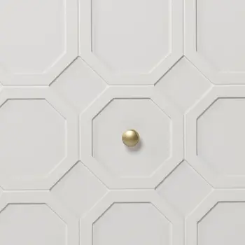 40" White Carved Geometric Sideboard with Two Doors