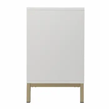 40" White Carved Geometric Sideboard with Two Doors