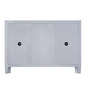 50" Silver Wood and Glass Three Drawer Credenza with Two Doors