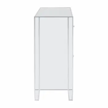 40" Silver Glass Three Drawer Sideboard with Three Doors