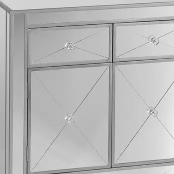 Glamorous Mirrored Bling Two Door Storage Accent Cabinet