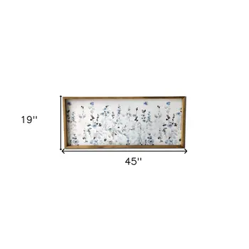 Blue Flower Garden Print Wood Plank Wall Art Picture Frame Graphic Art Wall Art