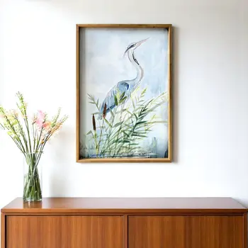 Stunning Heron Wooden Framed Canvas Wall Art Picture Frame Graphic Art Wall Art