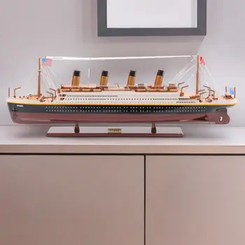 14" Black and Red Solid Wood Hand Painted 1912 RMS Titanic Large Model Boat