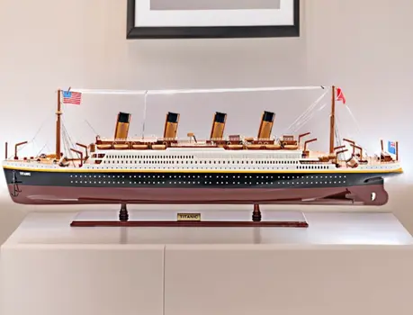 11" Black and Red 1912 RMS Titanic Medium Boat Hand Painted Decorative Boat