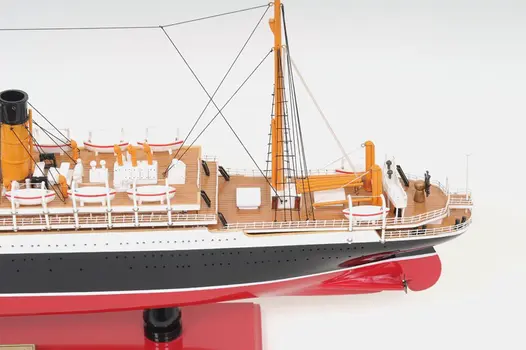13" Black and Red Solid Wood Hand Painted RMS Empress of Ireland Model Boat