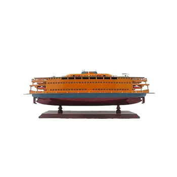 11" Maroon Staten Island Ferry Boat Hand Painted Decorative Boat