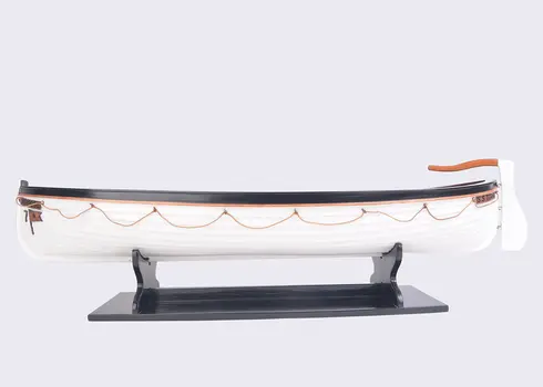 6" Brown and White Solid Wood Hand Painted RMS Titanic Lifeboat No.7 Model Boat