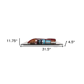 12" Wood Brown Riva Aquarama Half Hull Hand Painted Decorative Boat