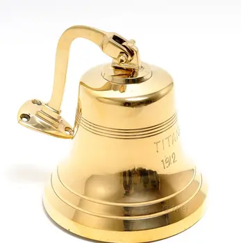 7" Gold Metal Hand Painted 1912 RMS Titanic Bell 6" Model Bell