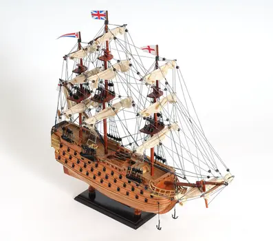 18" Wood Brown HMS Victory Hand Painted Decorative Boat