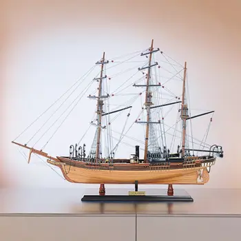 24" Wood Brown Solid Wood Hand Painted 1862 CSS Alabama Model Boat
