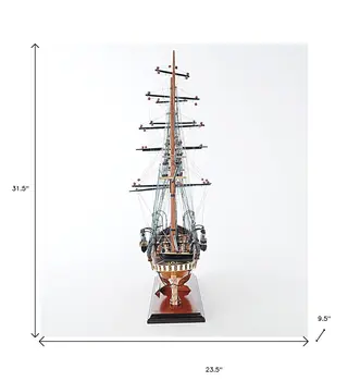 24" Wood Brown Solid Wood Hand Painted 1862 CSS Alabama Model Boat