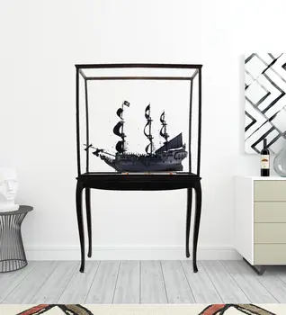 69" Black Solid Wood Hand Painted Black Pearl Pirate Floor Display Model Boat