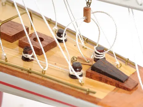 32" Red and White Solid Wood Hand Painted p-Oxybis(benzenesulfonyl hydrazide) Model Boat