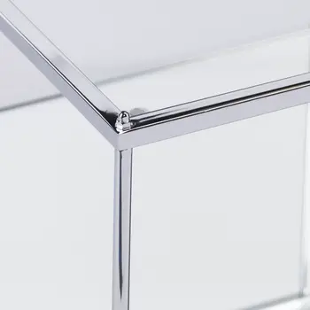 42" Chrome Glass And Metal Rectangular Mirrored Coffee Table