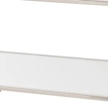 43" Silver Mirrored And Metal Rectangular Mirrored Coffee Table