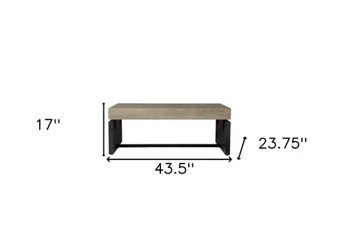 44" Natural And Black Chunky  Wood With Iron Coffee Table