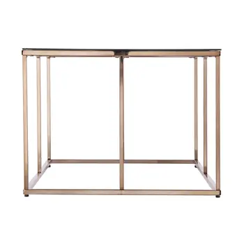 42" Clear and Champagne Glass and Metal Coffee Table