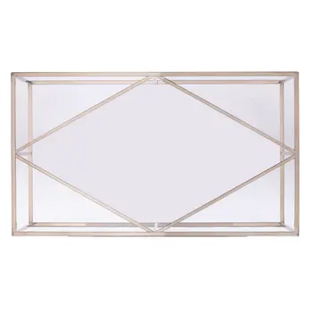 42" Clear and Champagne Glass and Metal Coffee Table
