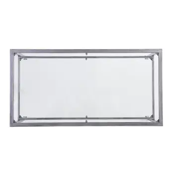 48" Silver Glass And Metal Rectangular Coffee Table