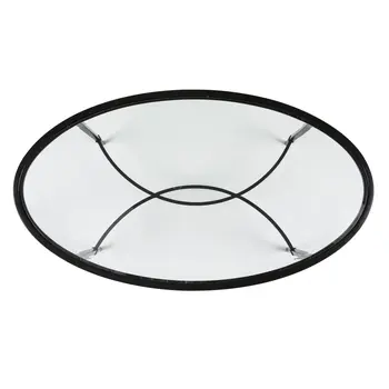 45" Clear and Black Glass and Metal Oval Coffee Table