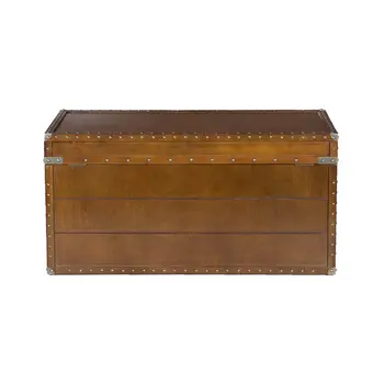 39" Brown Manufactured Wood And Metal Rectangular Coffee Table