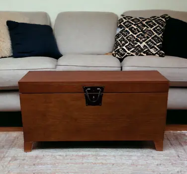 39" Brown Manufactured Wood And Metal Rectangular Coffee Table