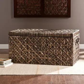 38" Brown Manufactured Wood And Metal Rectangular Coffee Table