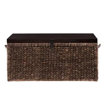 38" Brown Wood And Wicker With Iron Coffee Table
