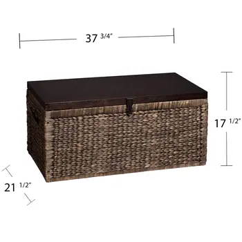 38" Brown Wood And Wicker With Iron Coffee Table