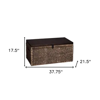 38" Brown Wood And Wicker With Iron Coffee Table