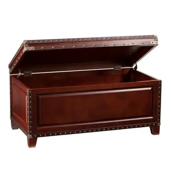 40" Brown Solid Wood And Metal Rectangular Coffee Table